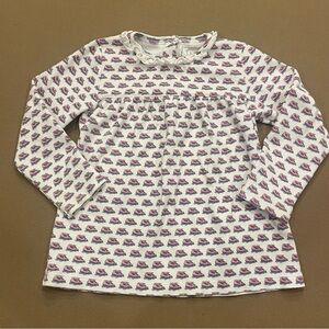 Girl’s lila and hayes Ruffle Neck Roller Skate Print Top Size 5